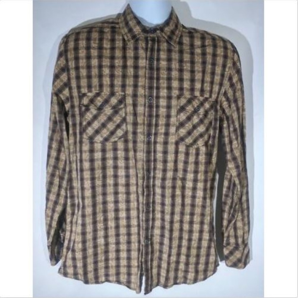 Blue Pronto Uomo Men's Shirt Medium Gold Striped